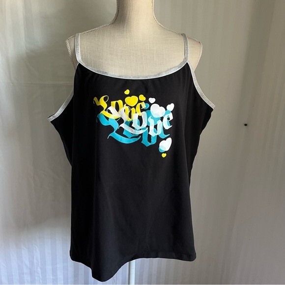 Joe Boxer Black Stretch Love Graphic Tank Women’s Plus Size 3X - Picture 6 of 7